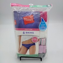Women&#39;s Hanes Tagless Bikinis Ultra Soft Panties Size 5 Cotton 6 Pair No... - £11.78 GBP