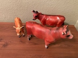 Vintage Lot Cow, Bull, Calf Creative Playthings Rubber Farm Animals Collectible - £11.13 GBP