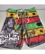 Bob Marley Board Shorts Mens 30&quot; Green Yellow Multicolor Soul Rebel Swim... - $27.96