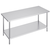VEVOR Stainless Steel Adjustable Work Table 30x72x34 in, 2 Storeys, 920 ... - $327.99