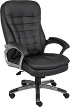 Boss Office Products B9331 High Back Executive Chair with Pewter Finsh in Black - £186.49 GBP