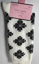 Kate Spade New York White Crew Socks With Black Spade Sparkle Design New - £15.29 GBP