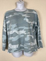 Como Vintage Womens Plus Size 2X Blue Camouflage Knit Top Long Sleeve - £13.87 GBP