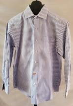 Tommy Bahama Blue &amp;Gray Striped Button Down Shirt Mens Size 16 34/35 - £15.57 GBP