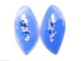 VTG RETRO Copper Enameled Earrings Capri Italy 50s Vivid Blue Unique Shape - $23.76