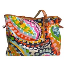 Brighton DARLENE  Colorful Coated Canvas &amp; Leather Shopper Tote 14&quot; x 12... - £35.34 GBP