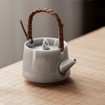 Handmade Japanese Style Teapot Gray Glaze Dried Stone Tea Ceremony Kettle NEW - £26.87 GBP