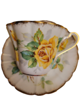 Vintage Royal Stafford Royal Rose Bone China Teacup &amp; Saucer - Big Yellow Rose - £15.65 GBP