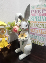 Easter Martha Stewart Bunny Rabbit Holding Flower Resin Figurine Statue ... - £28.93 GBP