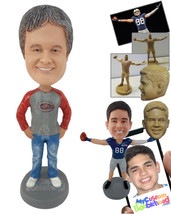 Personalized Bobblehead Man Holding His Hands By Side Wearing Nice Shirt And Pan - £71.97 GBP