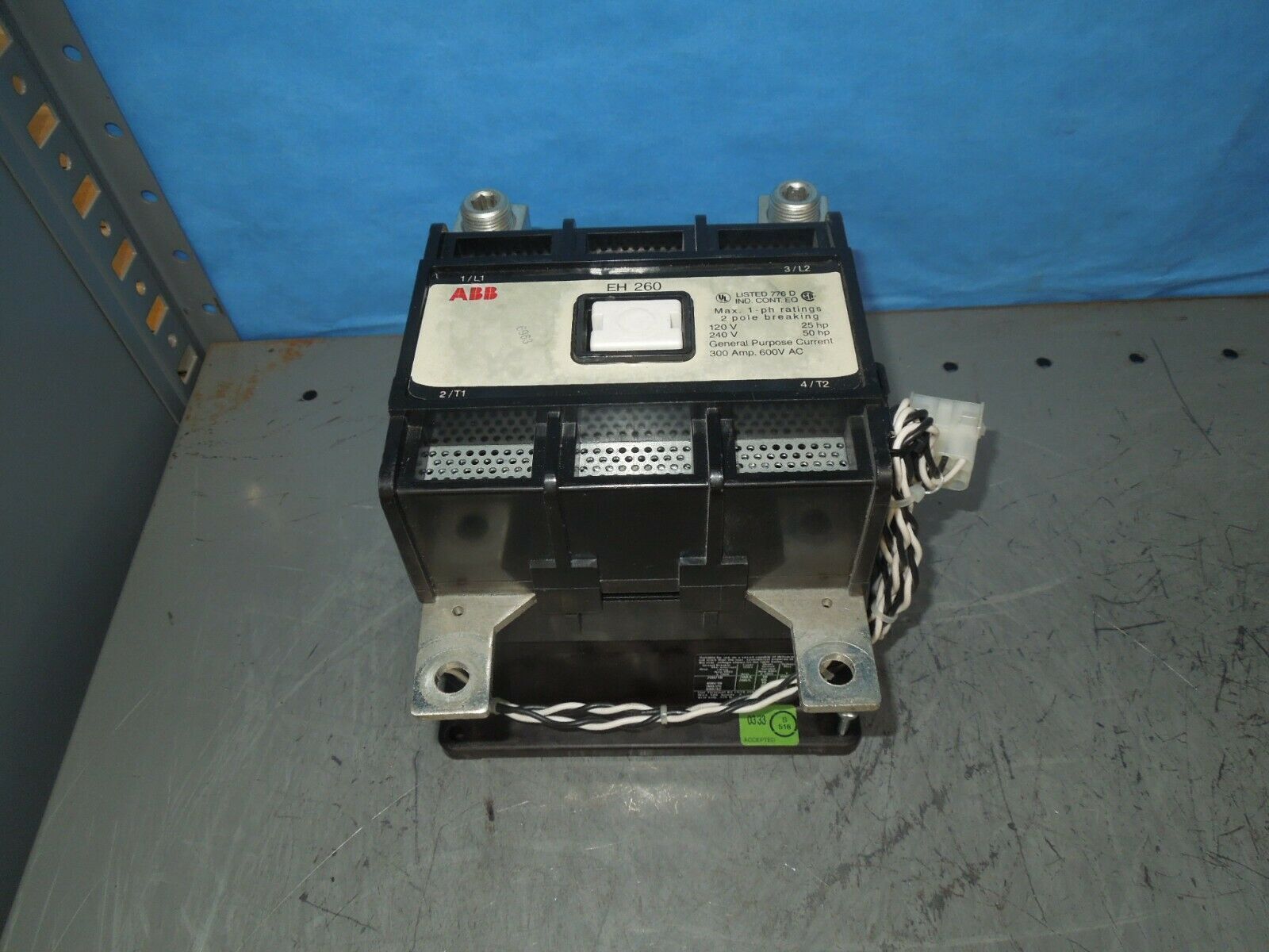 ABB Contactor EH 260 300A 25-50hp 120-240V 2P 1PH 24V DC Coil Used - $150.00