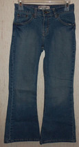 Excellent Girls Levis Stretch Low Rise Flare Distressed Blue J EAN S Size 10 1/2 - £18.64 GBP