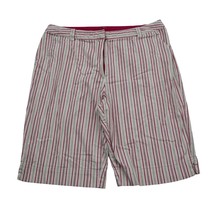 Kim Rogers Shorts Womens 16 Pink White Pinstriped High Waist Bermuda Bottoms - £18.51 GBP