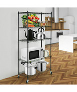 5-Tier Shelves Wire Unit Rack Storage Rolling With 4 Wheel Casters Indoor - £75.65 GBP