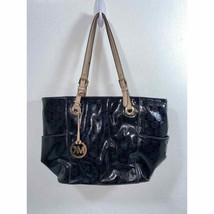MICHAEL KORS Black Patent Leather Signature Logo Shoulder/Tote Bag - £23.98 GBP