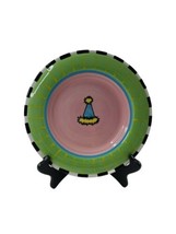 2009 Outta Hand Ceramic 9&quot; Green Celebration Party Hat Dessert Plate by Amy - £5.13 GBP