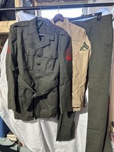 Vintage USMC 60s Vietnam Era Uniform Dress Coat, Shirt, Tie &amp; Pants Cpl NAMED - £85.68 GBP