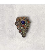Vintage Dress Fur Clip Glass Multi Colored Cabochons  - $24.97