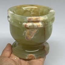 2.4 lbs,  3.7&quot;x3.9&quot;, Natural Green Onyx Crystal Pestle and Mortar Handma... - £94.73 GBP
