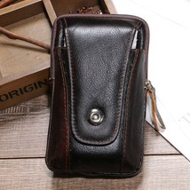 Bycobecy Leather Waist Bag For Men Cell Phone Zipper Belt Pack Travel Pouch Coin - £9.31 GBP