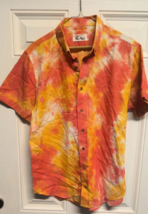 Mr. Nice Brand Shirt Red Orange Tie Dye Size Large Hawaiian Vintage - $45.53
