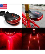 5 LED 2 Laser Bike Lights 7 Flash Mode Cycling Safety Bicycle Red  - $9.01 CAD