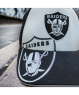 Las Vegas Raiders Strap Hat Cap White w Black Embroidered NFL TEAM APPAR... - £15.85 GBP