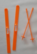 Barbie doll orange ski poles vacation fun sports athlete accessory pair ... - £6.31 GBP