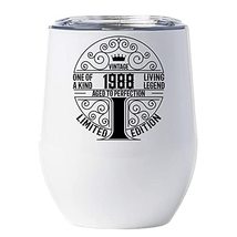 1988 Wine Glass Tumbler 12oz w/Lid Gift for Women, Men - 33 Years Old Le... - £18.16 GBP