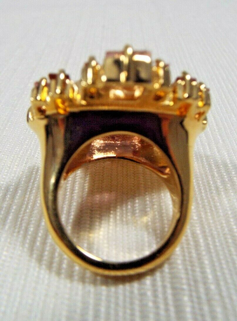 Size 7 Louise et Cie 14k Gold Plated Ring Faceted Prong Set Multicolored Stones Item image 5