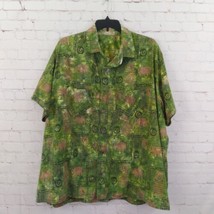 Vintage Shirt Mens Green Elephant Button Down Tiki Aztec Hawaiian Camp T... - $24.99