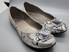 (F) SM New York Women&#39;s Size 6.5 Faux Snakeskin Ballet Flats Rhinestone Y2k - $12.59