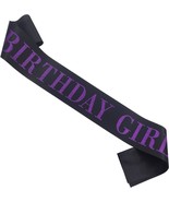 Birthday Girl Sash for Women Black Satin Purple Glitter Sash Happy Birth... - £17.50 GBP