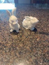 Vintage MCM White Ceramic Small  Rabbit Bunny spring Easter LOT 2 - $15.09