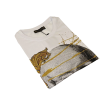 Men LAVERITA European Fashion Crew Shirt Rhine Stones Skeletons 93356 White image 3