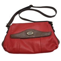 B.O.C. Born of Concept Red and Brown Leather Crossbody Purse - £15.78 GBP