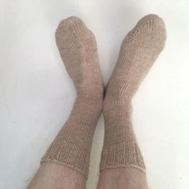 Alpaca Socks - Soft Warm Hand Knit Fair Trade Unisex Beige Alpaca Crew Socks - £33.96 GBP
