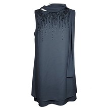 Black Beaded A Line Cocktail Dress Size 8 - £27.06 GBP