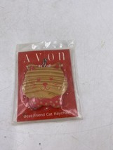 Vintage Avon Best Friend Cat Keychain Wooden Painted New and Sealed - $10.40