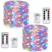 2 Pack 66Ft 200 Led Fairy Lights Battery Operated, Multicolor String Lights With - £32.41 GBP