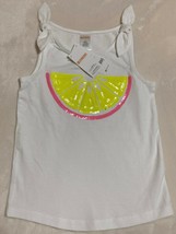 Gymboree Girl&#39;s Watermelon Sequin White Girl Tank with Pink &amp; Yellow Size 6 - £2.22 GBP