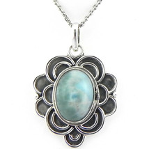 925 Sterling Silver Larimar Handmade Necklace 18&quot; Chain Festive Gift PS-1760 - £25.88 GBP
