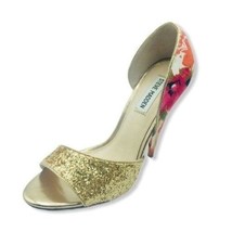 Gold Glitter Floral Steve Madden Delacaci D&#39;orsay Shoes Sz 8 Open Toe Co... - £19.35 GBP