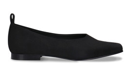 Vegan ballerinas women square toe flat heel on black microfiber breathable lined - £95.00 GBP