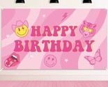 Preppy Birthday Party Backdrop Hot Pink Smiling Face Lip Butterfly Banne... - $25.99