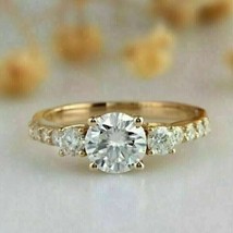 3CT Round Cut Lab Created Diamond Engagement Women&#39;s Ring 14K Yellow Gold Plated - $139.99