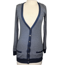 Blue and White Striped Cardigan Sweater Size Small  - £19.90 GBP