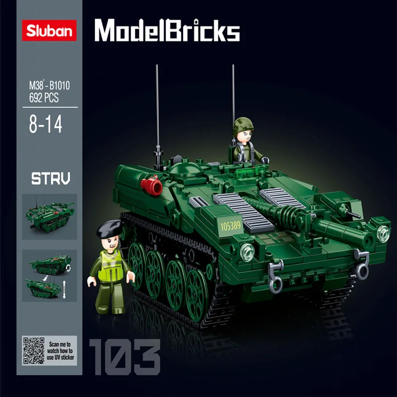 Sluban Building Block Toys Morden Military B1010 STRV103 Main Battle Tank 692PCS - £48.20 GBP