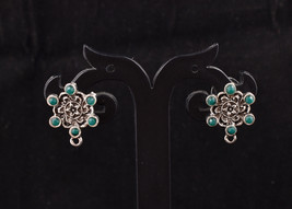 Handcrafted Silver Plated Green Onyx Star Design Stud Earrings Anniversary Gift - £24.10 GBP
