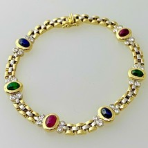 Antique  Gold Plated 925 Silver  Simulated   Ruby  Bracelet - £164.74 GBP